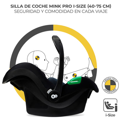 Kinderkraft - MOOV2 EVA Silla de Paseo 3 en 1 con Silla de auto Mink PRO I-Size