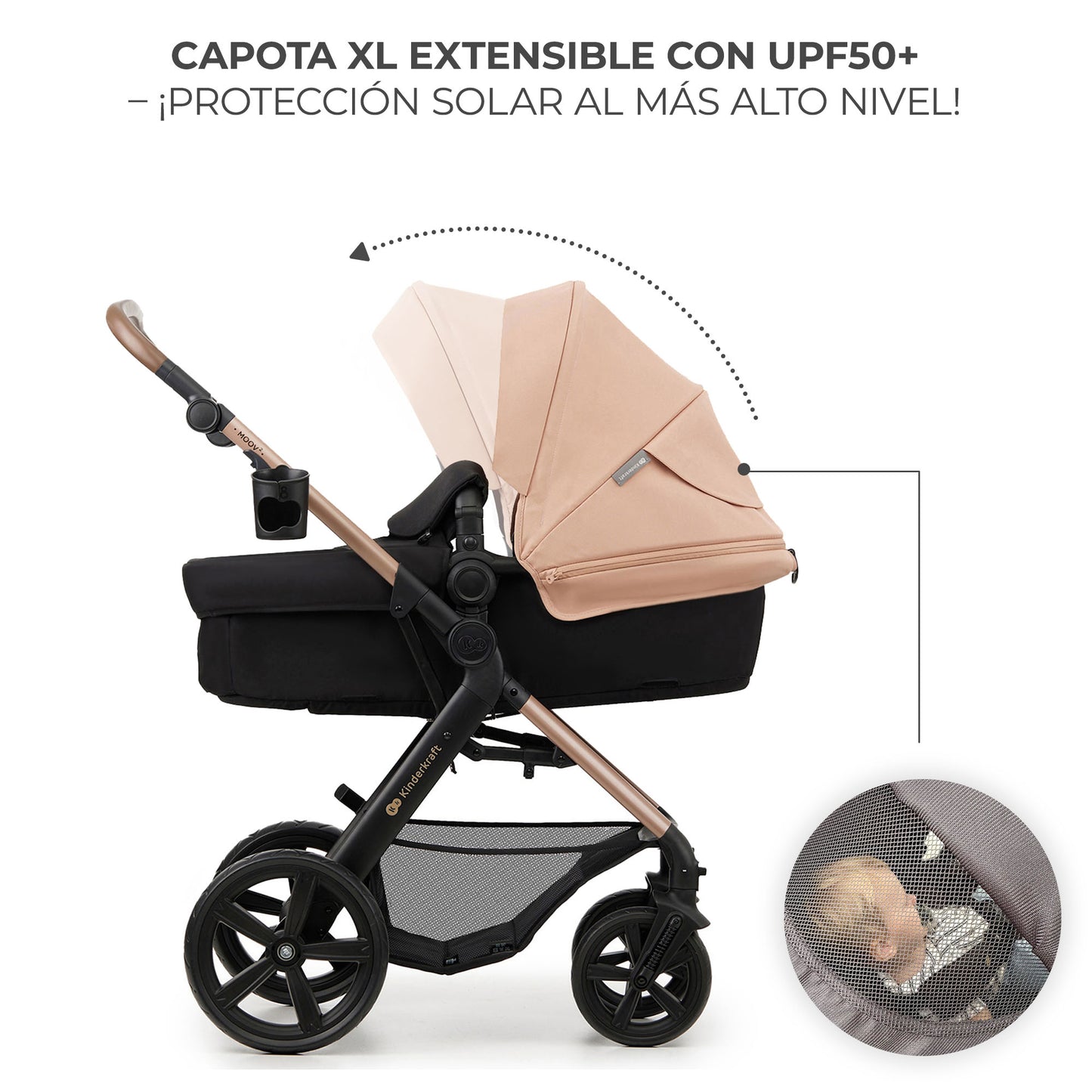 Kinderkraft - MOOV2 EVA Silla de Paseo 3 en 1 con Silla de auto Mink PRO I-Size