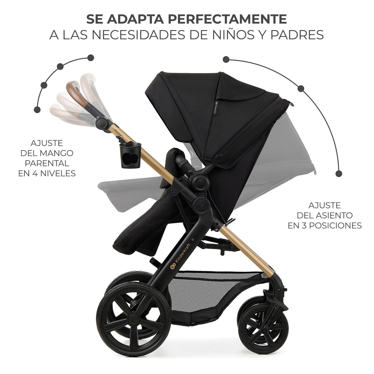 Kinderkraft - MOOV2 EVA Silla de Paseo 3 en 1 con Silla de auto Mink PRO I-Size