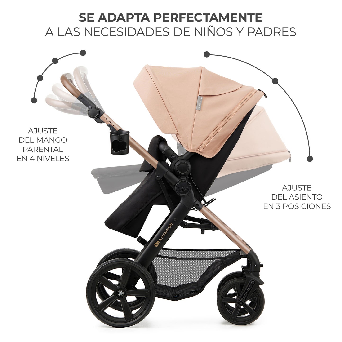 Kinderkraft - MOOV2 EVA Silla de Paseo 3 en 1 con Silla de auto Mink PRO I-Size