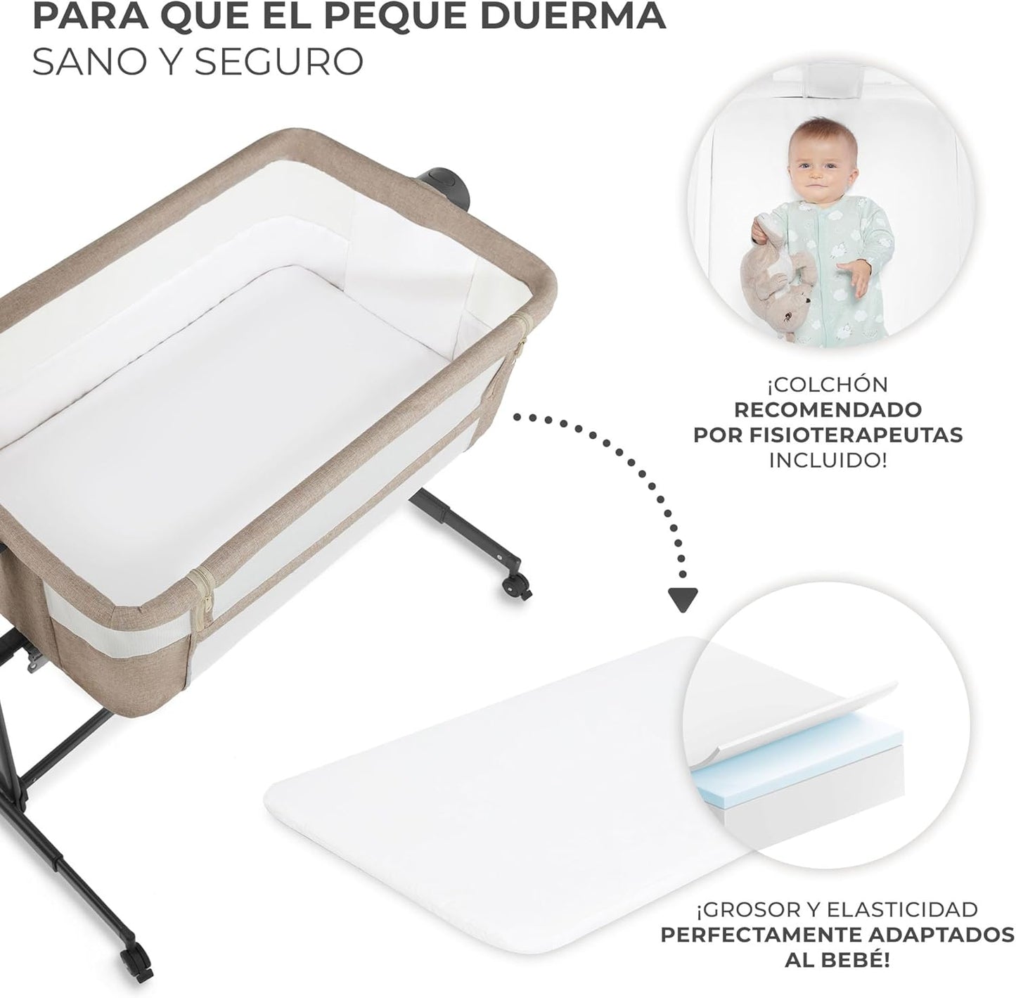 Kinderkraft NESTE UP 2 Cuna Colecho para Bebé con Colchón