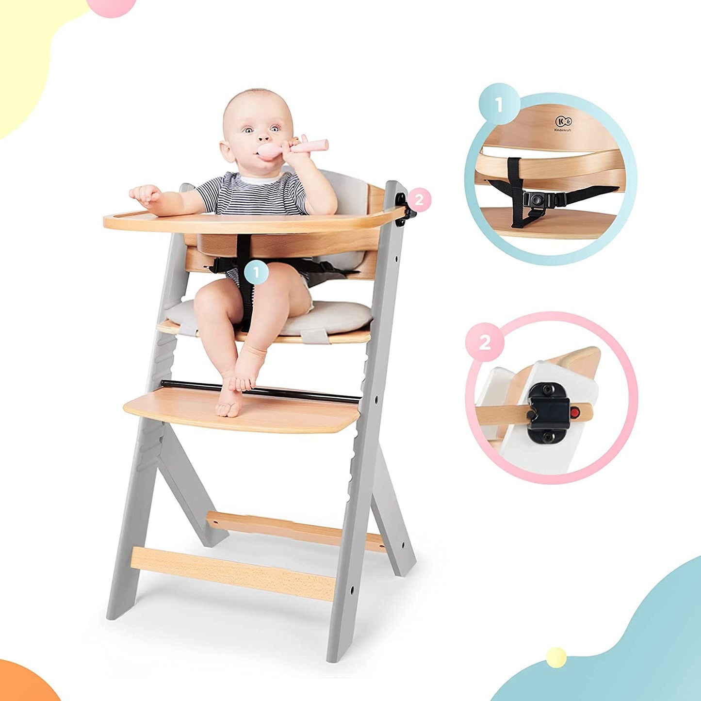 Trona Bebé de Madera, con Cojines ENOCK de Kinderkraft