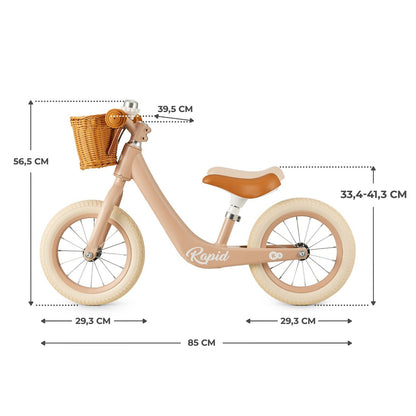 Kinderkraft  Bicicleta Sin Pedales RAPID 2 , 2 Años, Sólida, Para los Niñas y Niños, Segura, Ajustable