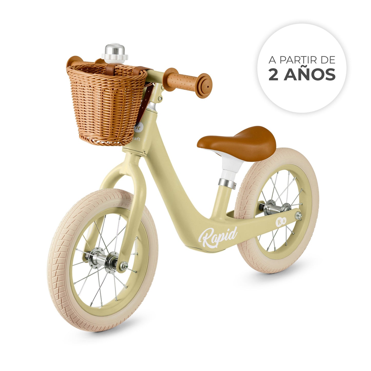 Kinderkraft  Bicicleta Sin Pedales RAPID 2 , 2 Años, Sólida, Para los Niñas y Niños, Segura, Ajustable