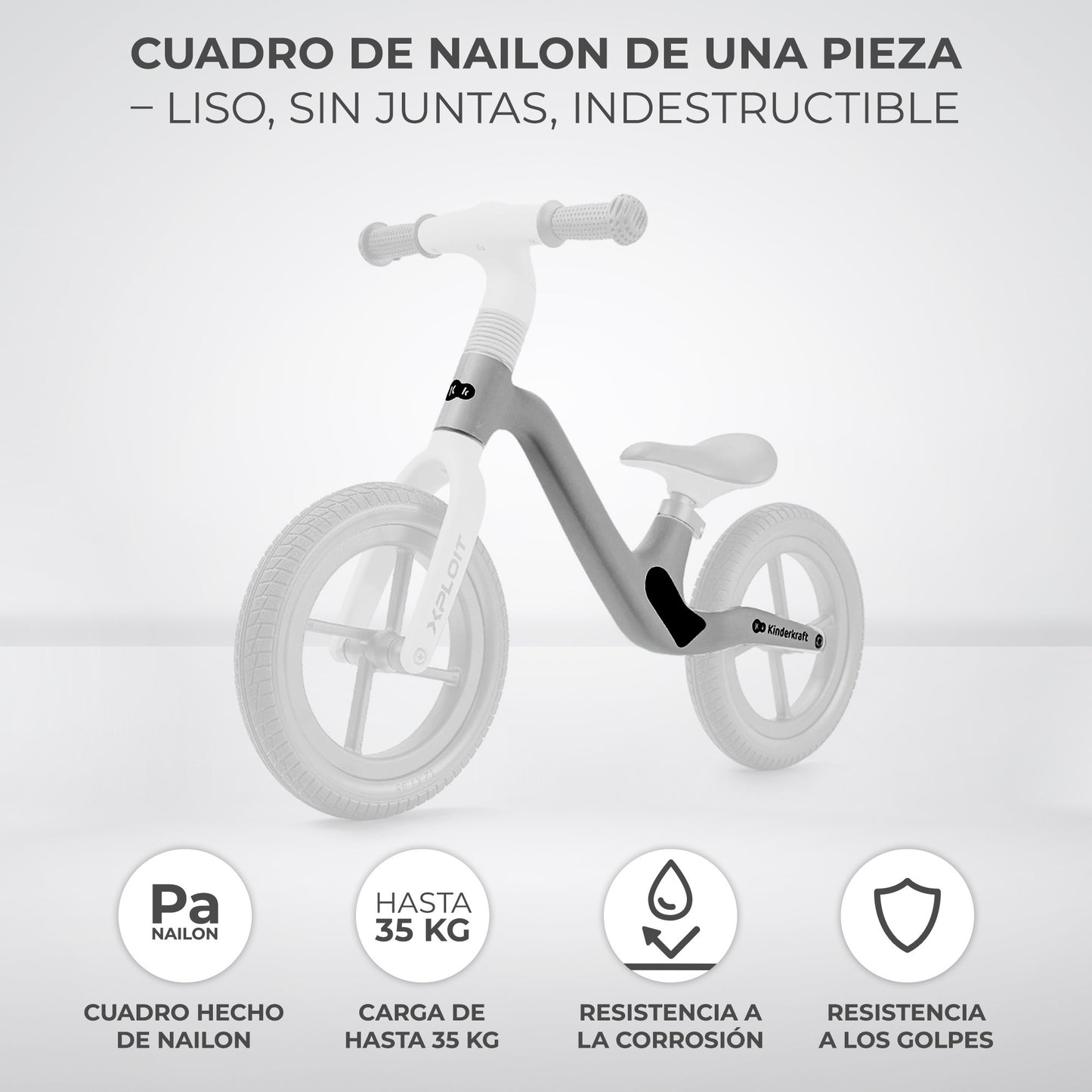 Kinderkraft - Bicicleta sin pedales XPLOIT niños 80 cm 2 años - Ruedas impinchables