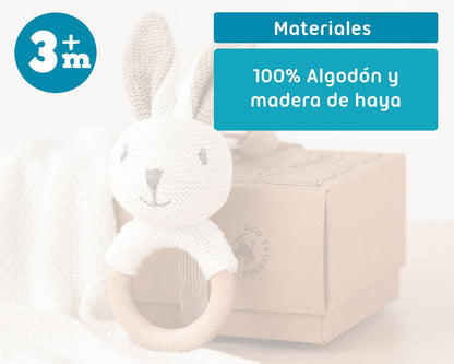 Sonajero Mordedor de Madera y Algodón de Kiokids