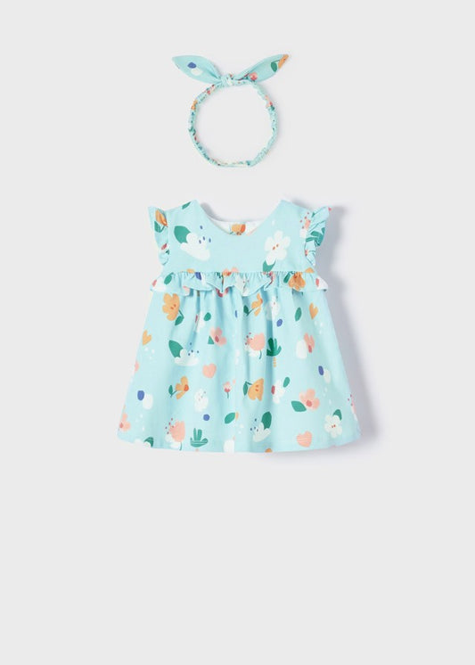 Vestido estampado ECOFRIENDS con diadema recién nacida niña mayoral